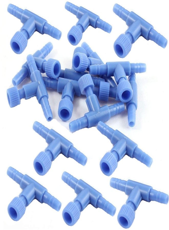 XMHF 10pcs T Shaped Aquarium 2 Way Air Pump Control Valves for Fish Tank Blue Plastic - Image 1